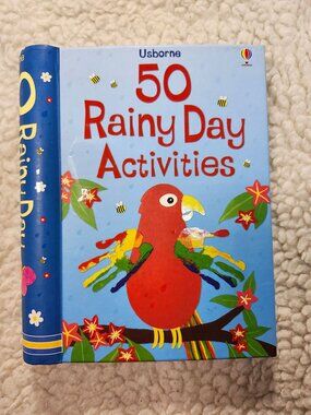 Usborne 50 Rainy Day Activities Childrens Activity Book Spiral Bound 2009 Blue